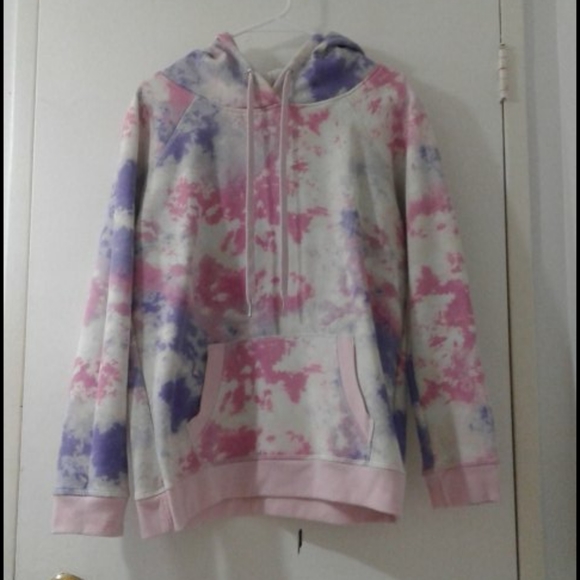 Pink, purple, white Ardene hoodie (tie-dye?) - Picture 1 of 6